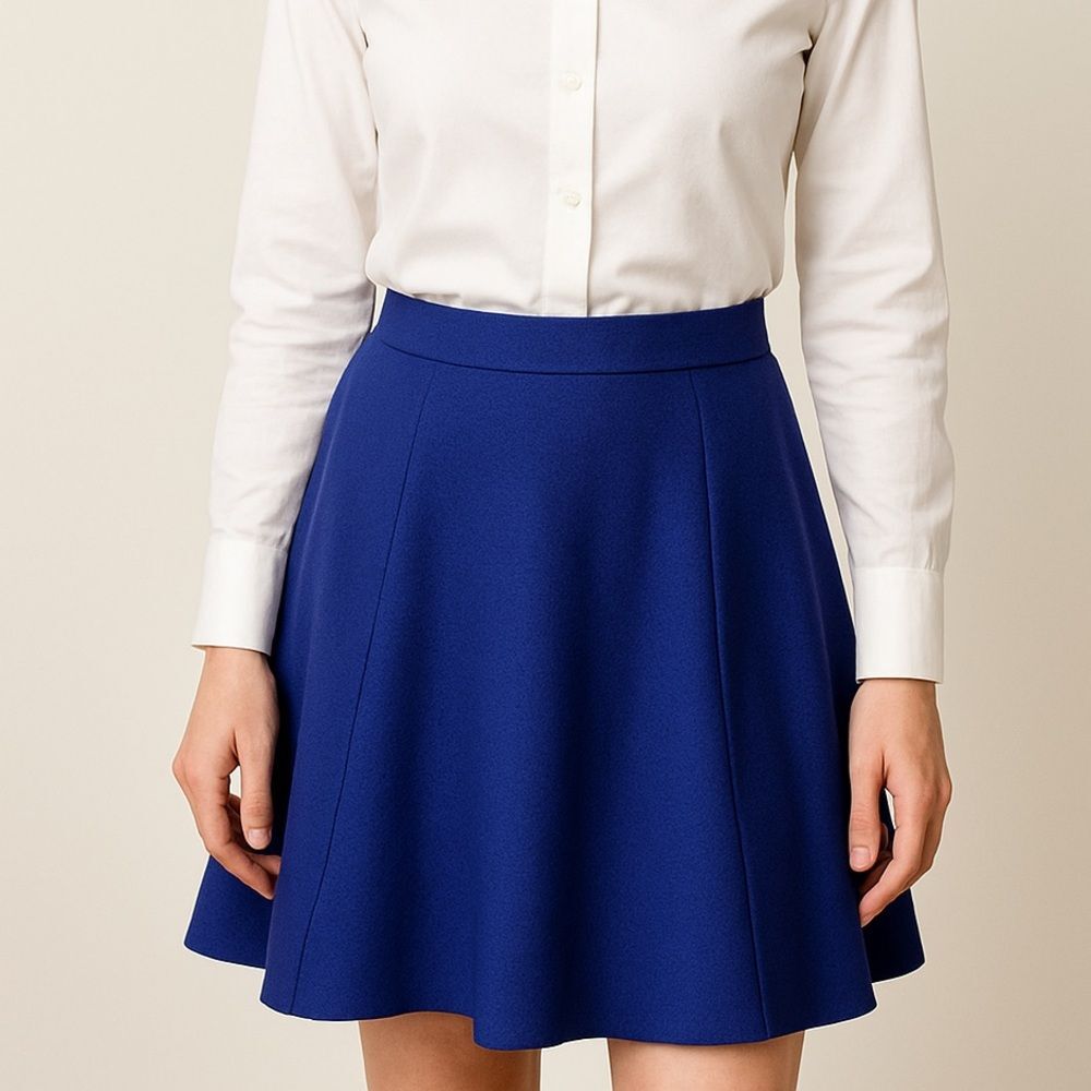 NWT Rebecca Taylor Ribbed Knit Skirt High Waist Full Circle Skater M Cobalt Blue